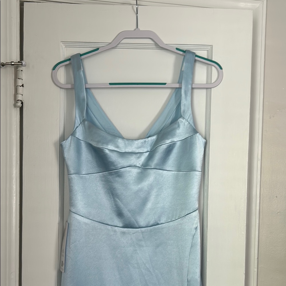 Azazie Sky Blue Satin Dress